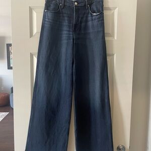 Good American Deep Blue Wide Leg Jeans - worn once